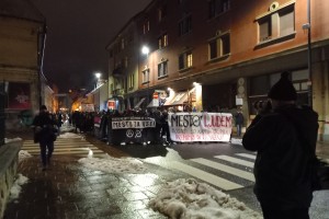 Bitka za Rog: protestniki v Ljubljani v policiste metali snežne kepe, jih brcali in stisnili ob ograjo