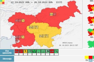 Slovenija skoraj vsa rdeča! Arso svari pred petkovimi neurji