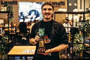 Primož Miklavčič iz Krškega med zmagovalci državnega prvenstva v latte artu