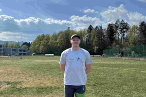 Tilen Delič Verstovšek in Tian Gazvoda na mitingu v Radovljici