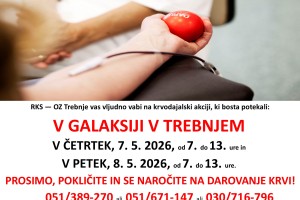 Rdeči križ Trebnje vabi na krvodajalski akciji