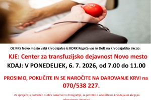 RK Regrča vas in Dolž vabita na krvodajalsko akcijo