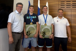 Župan Ivan Molan sprejel evropska prvaka Domna Zevnika in Jazona Krošlja