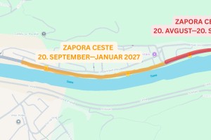 Popolna zapora ceste G1-5 od HE Krško do križišča za Hočevarjev trg