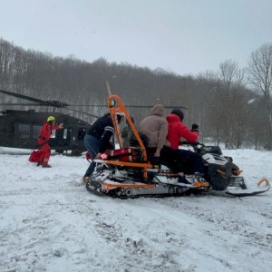 snežne sani, helikopter