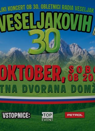 Veseljakovih 30 let: veliko praznovanje oktobra v Domžalah!