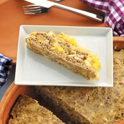 Römertopf Faschierter Braten mit Kartoffeln und Chinakohl
