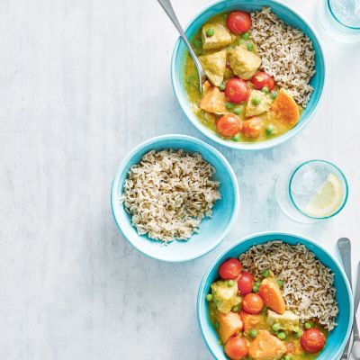chicken, sweet potato and pea curry