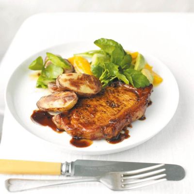 svinjski kotleti z balzamicnim kisom in vodno kreso