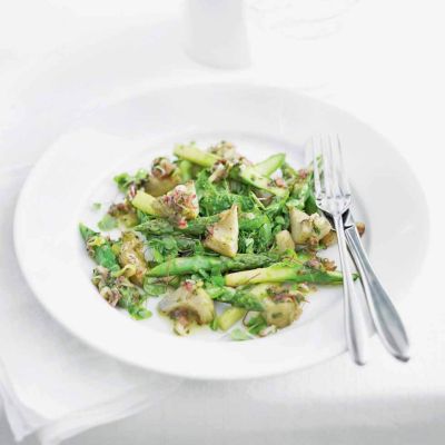 warm artichoke and asparagus summer salad