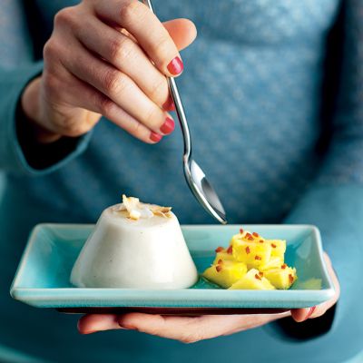 Coconut panna cotta with pineapple salsaP124-130