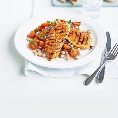 everydaymake it tonightharissa chicken with chickpea salad