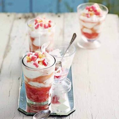 rhubarb and ginger syllabubin season