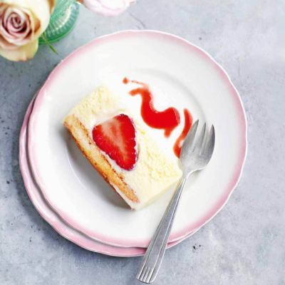 white chocolate and strawberry marquise