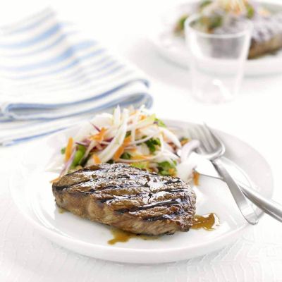 teriyaki steak with fennel slaw