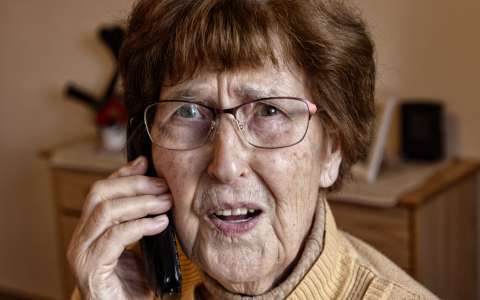 starejši, ženska, telefon, obup