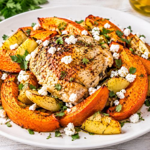 Pečena jedilna buča s feta sirom