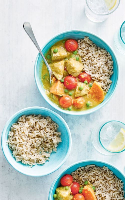 chicken, sweet potato and pea curry