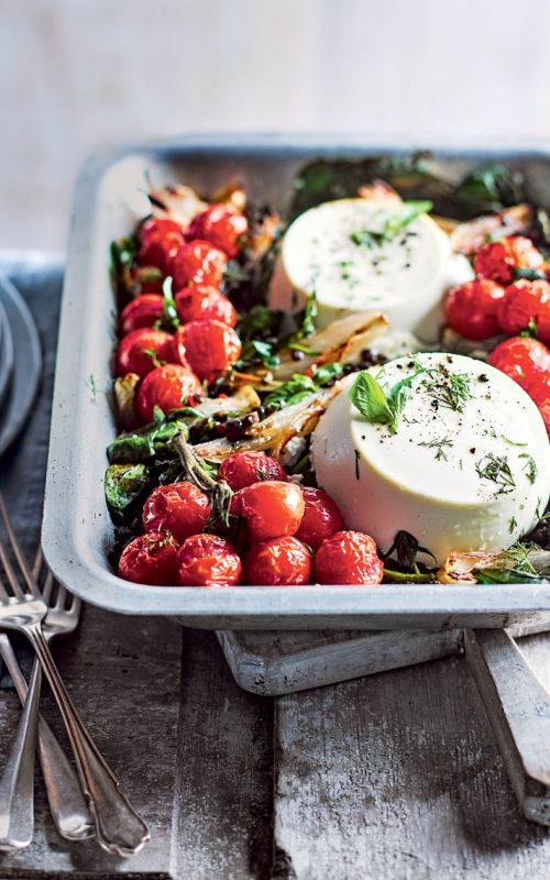 Rikota z lečo in pečenimi češnjevci