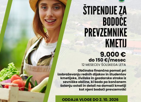 Občinske štipendije za deficitarne poklice in bodoče prevzemnike kmetij