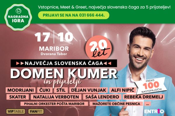 DOMEN KUMER PRAZNUJE 20 LET KARIERE Z NAJVEČJO SLOVENSKO ČAGO
