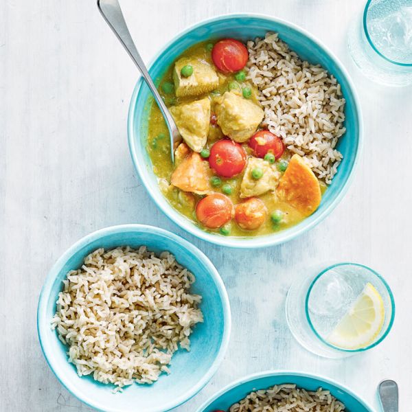 chicken, sweet potato and pea curry