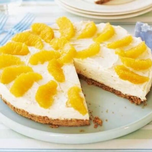 pomarančni cheesecake brez peke