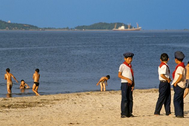severna koreja, obala, plaža, Wonsan, pionirčki