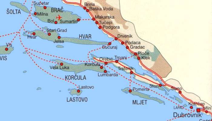 Hrvaška jug zemljevid