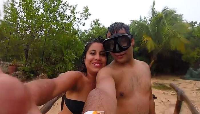 selfie, plaža, cancun