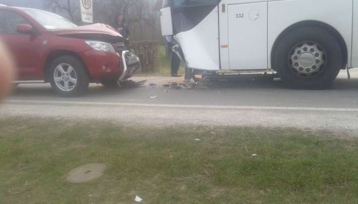 avtobus, kleče, trk