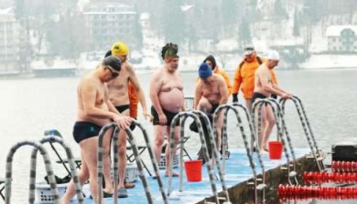 Zimsko plavanje na Bledu
