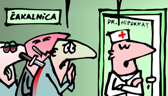 karikatura_Cakalne vrste v zdravstvu