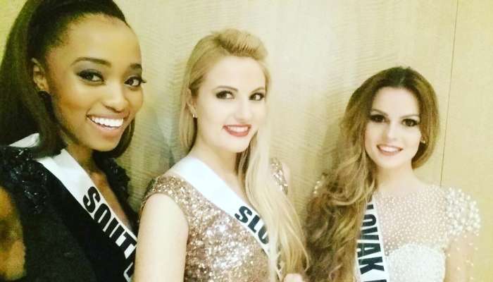 Lucija Potočnik z miss Universe Južne Afrike in miss Universe Slovaške