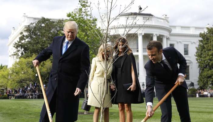 Donald Trump, Brigitte Macron, Melania Trump, Emmanuel Macron