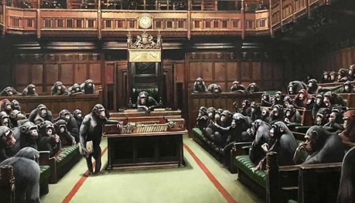 banksy, parlament opic