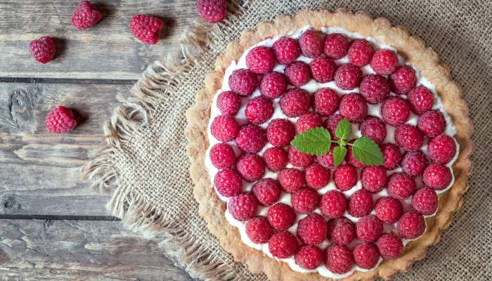 maline, kolač, pita, rulada