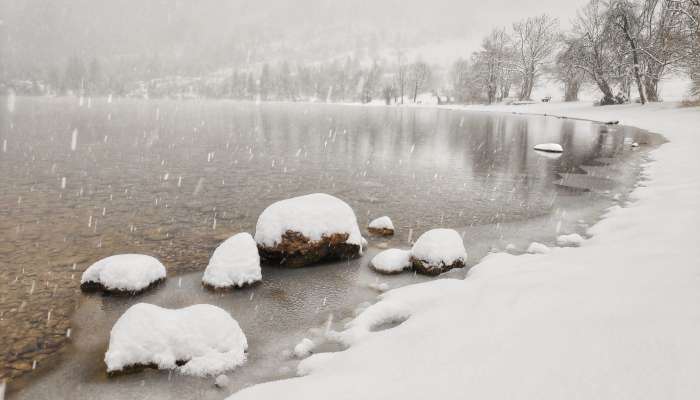 sneg, bohinjsko-jezero