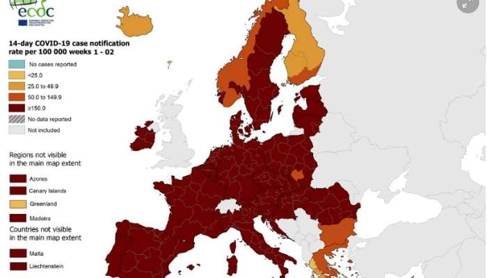 EU map 14 days