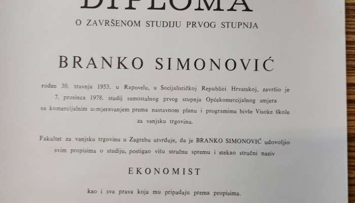 Simonovič, diploma