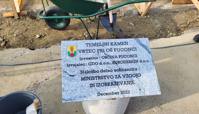 temeljni kamen vrtec Puconci