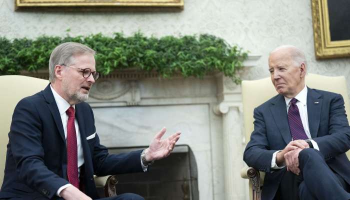 Ameriški predsednik Joe Biden češki premier Petr Fiala