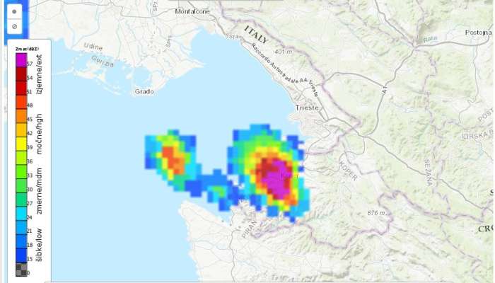 radarska slika, 25.6.2024, koper