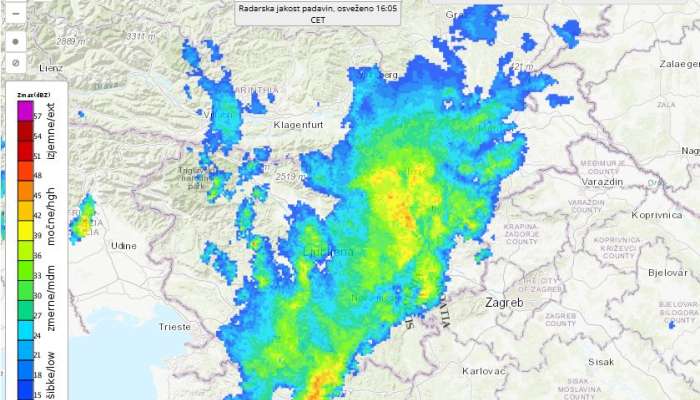 radarska slika, padavine, 28.1.2025
