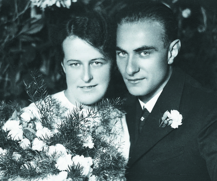 Majina starša na poročni dan: mama Sofija, ki se je rodila v ZDA, in oče Karel Druškovič.