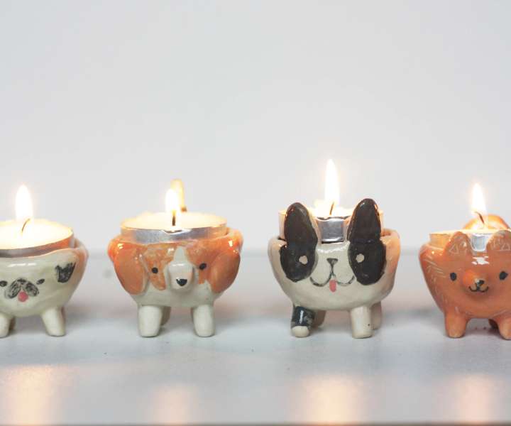 Svečniki v obliki prikupnih psičkov