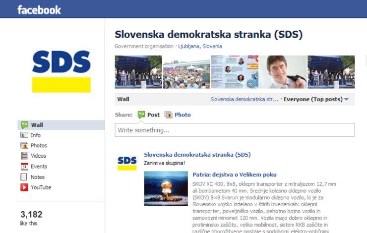 Kriminalisti zaradi Facebooka na sedežu SDS