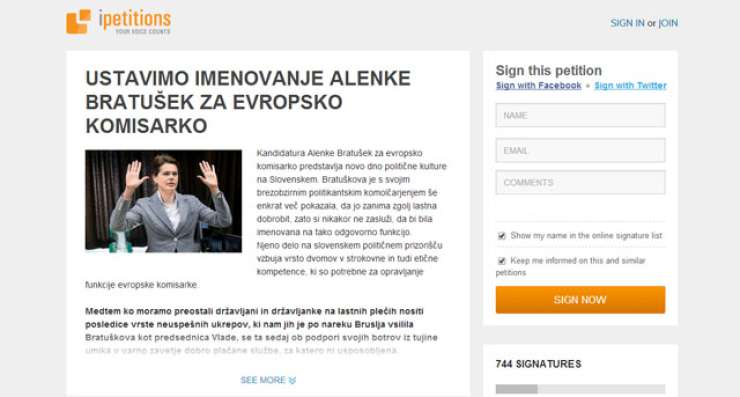 Podpišite peticijo: Ustavimo imenovanje Alenke Bratušek za evropsko komisarko