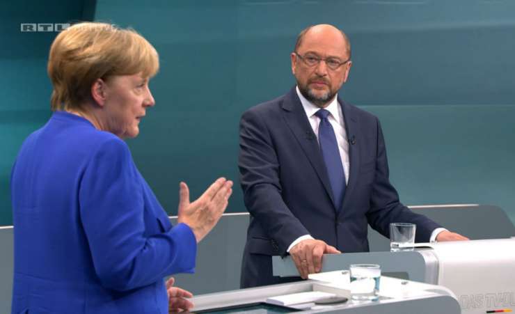 Ne hvala, pravi Merklova Schulzu, ki hoče še eno televizijsko soočenje
