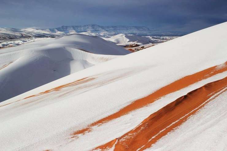 Otroci v Sahari so se lahko kepali: v puščavi je zapadlo 40 cm snega